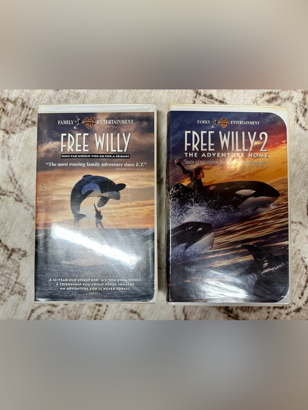 Free Willy & Free Willy 2 The Adventure Home (VHS, 1993 & 1995, Clamshell)